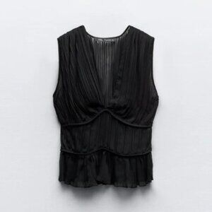 Zara pleated black top size SNWT
